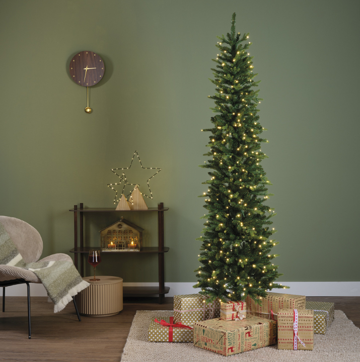 Slim Fir Christmas Pre-Lit LED Tree 68cm Wide 7ft/210cm