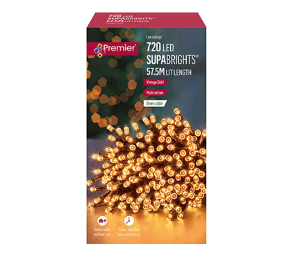720 Multi Action LED Supabrights Vintage Gold LED Lights With Timer