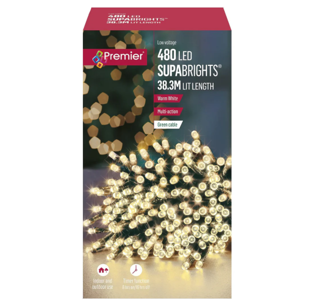 480 Multi Action LED Supabrights Timer Warm White LED Lights