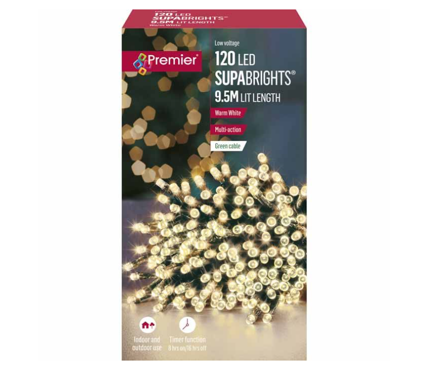 120 Multi Action LED Supabrights Timer Warm White LEDs