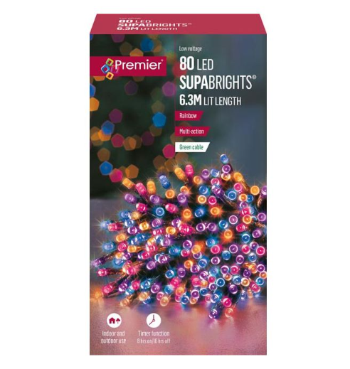 80 M-A LED Supabrights Timer Rainbow