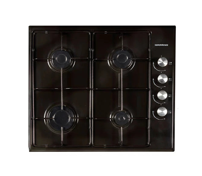 NordMende Gas Hob with Enamel Pan Supports | Black | HGE603BL