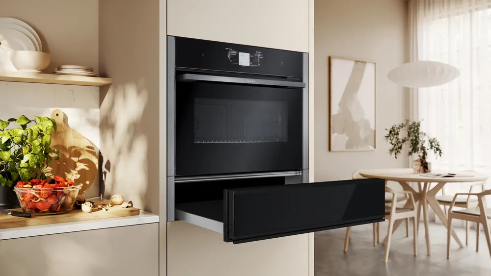 Neff Built-In 14cm High Accessory Warming Drawer Black with Graphite-Grey Trim – N24ZA11G1