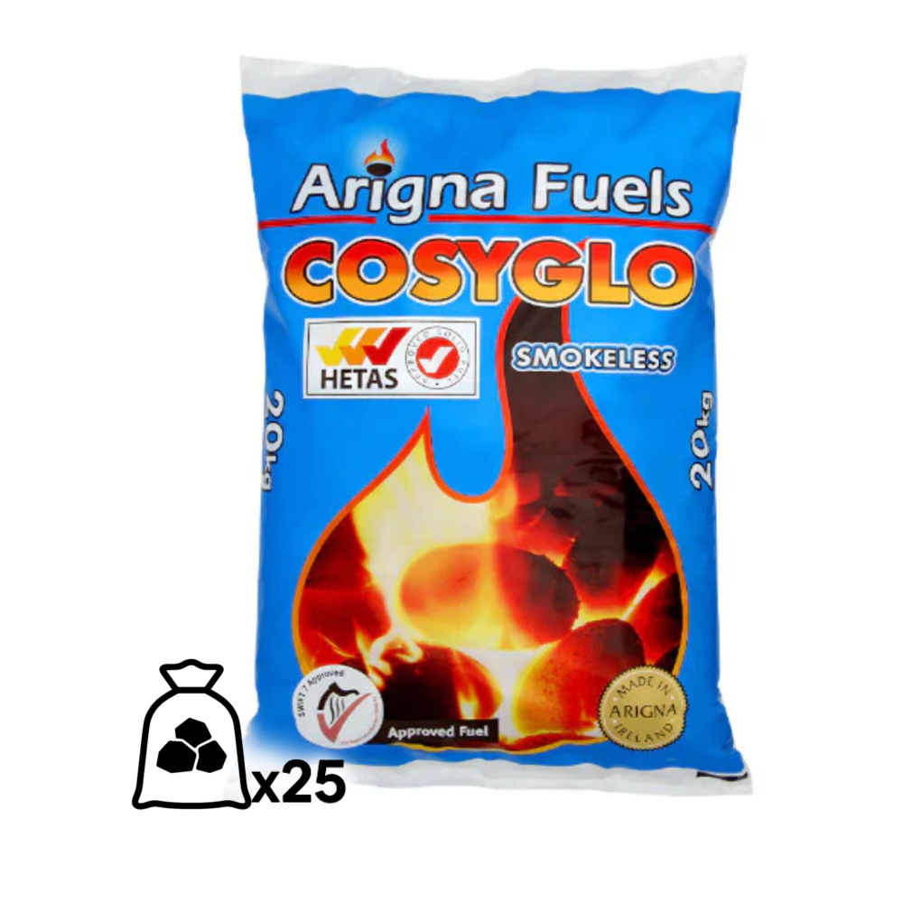 Half Pallet Of Arigna Cosyglo Smokeless Coal 20KG (25 Bags)