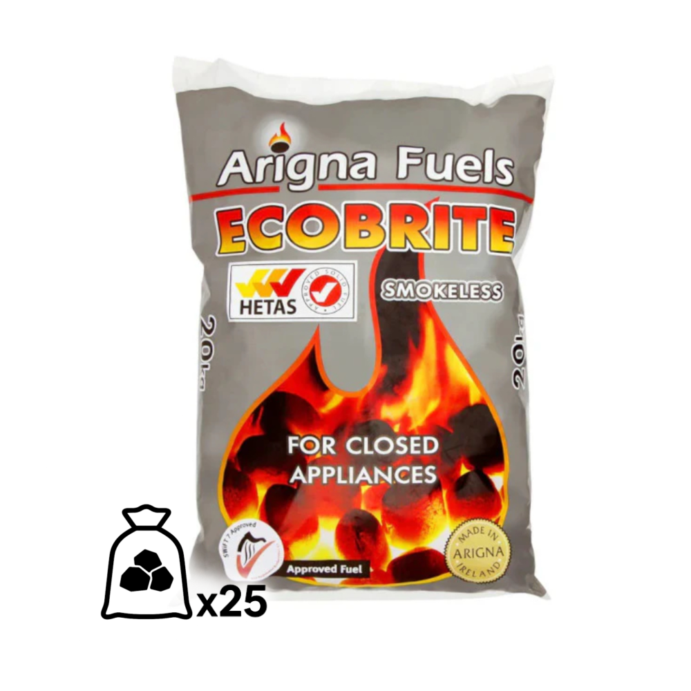 Half Pallet Of Arigna Ecobrite Extra Smokeless Coal 20KG (25 Bags)