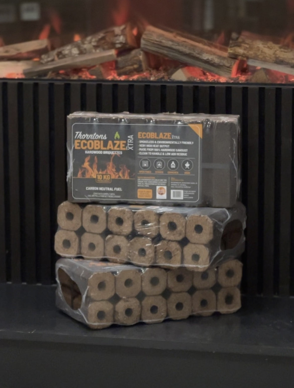 Thorntons Ecoblaze Hard Wood Briquettes 10kg (12 Pack) | 50 Packs Special Offer
