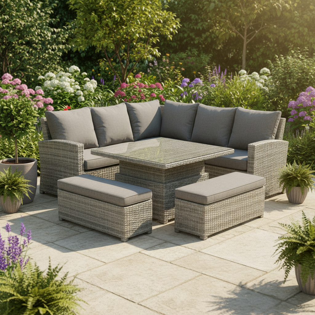 Arabella Rattan Hilo Table Corner Sofa Set