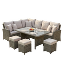 Ashford Rattan Corner Sofa Dining Set Brown