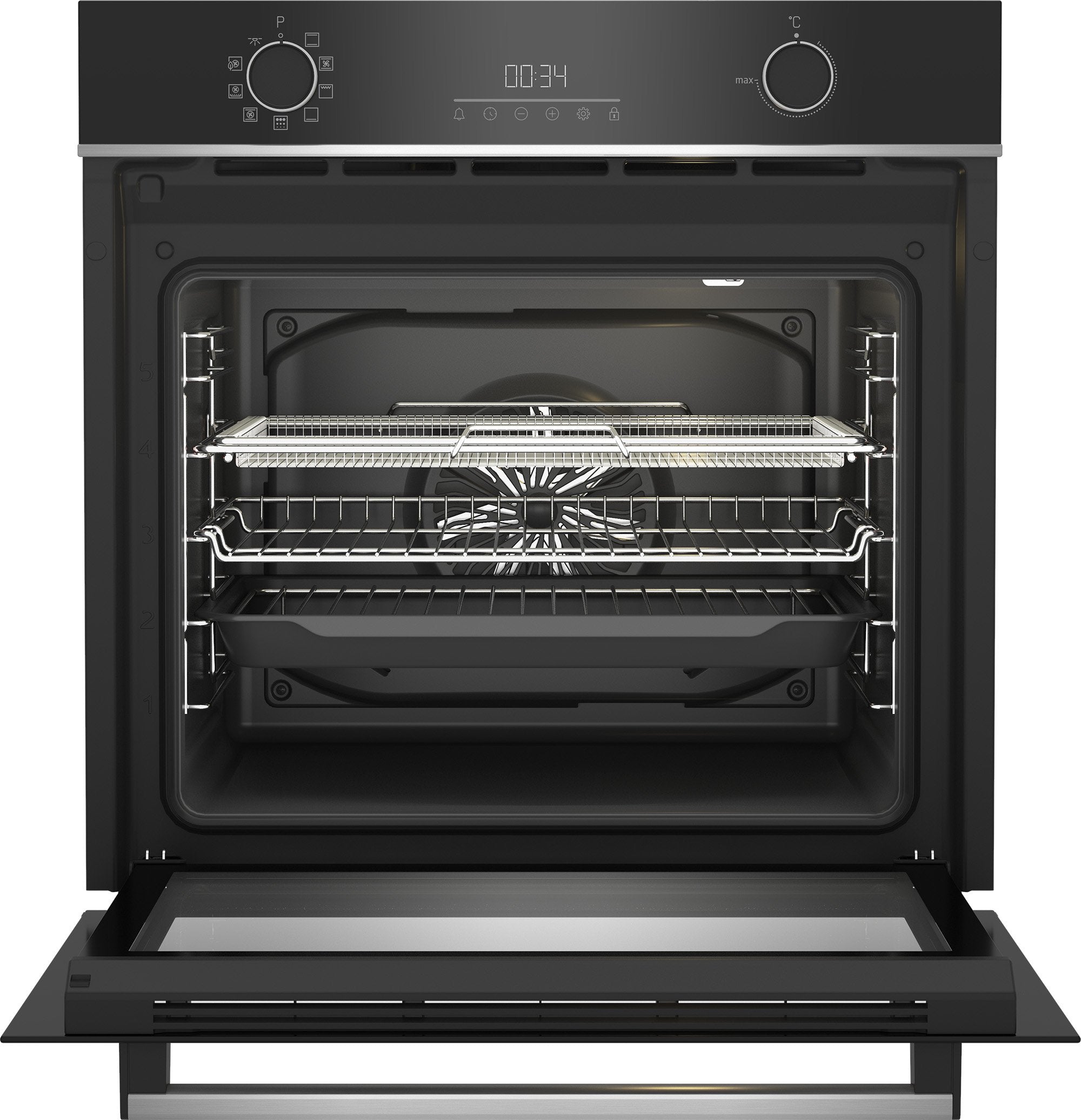 Beko Pro AeroPerfect AirFry Single Pyrolytic Oven Black 600mm | BBIMA13301XMP