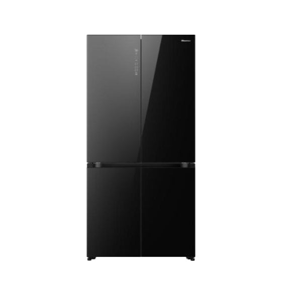 HISENSE KitchenFit Multi-Door Fridge Freezer - Black Glass RQ768N4GBE