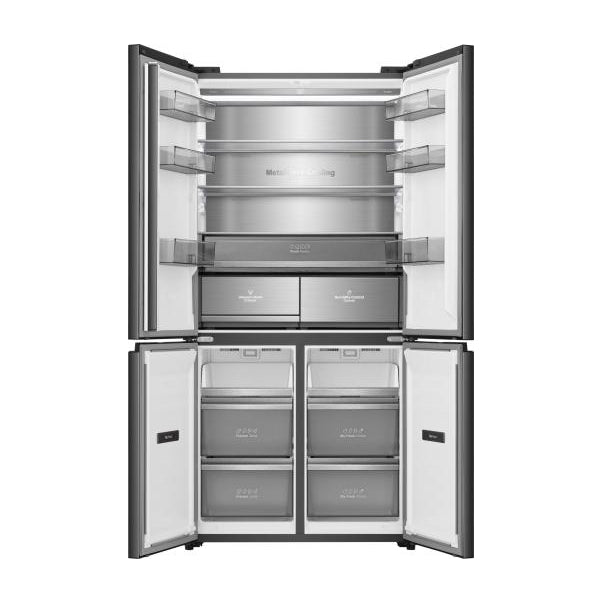 HISENSE KitchenFit Multi-Door Fridge Freezer - Black Glass RQ768N4GBE