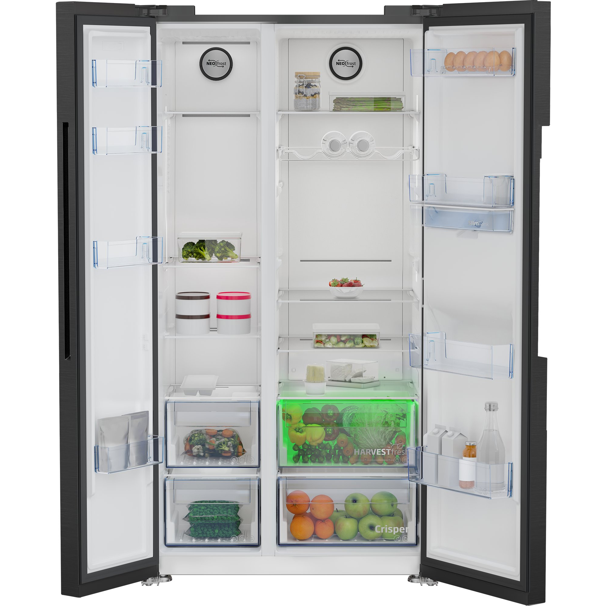 Beko American Fridge Freezer Black/ Steel E Rated | ASD2442VPZ