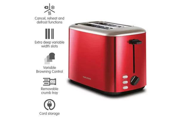 Morphy Richards Equip 2 Slice Toaster | Metallic Red