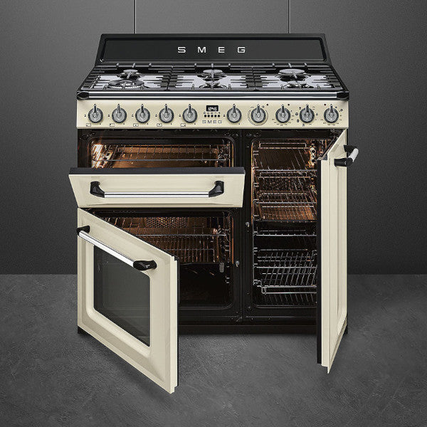 Smeg 90cm Dual Fuel Range Cooker | TR93P | Cream