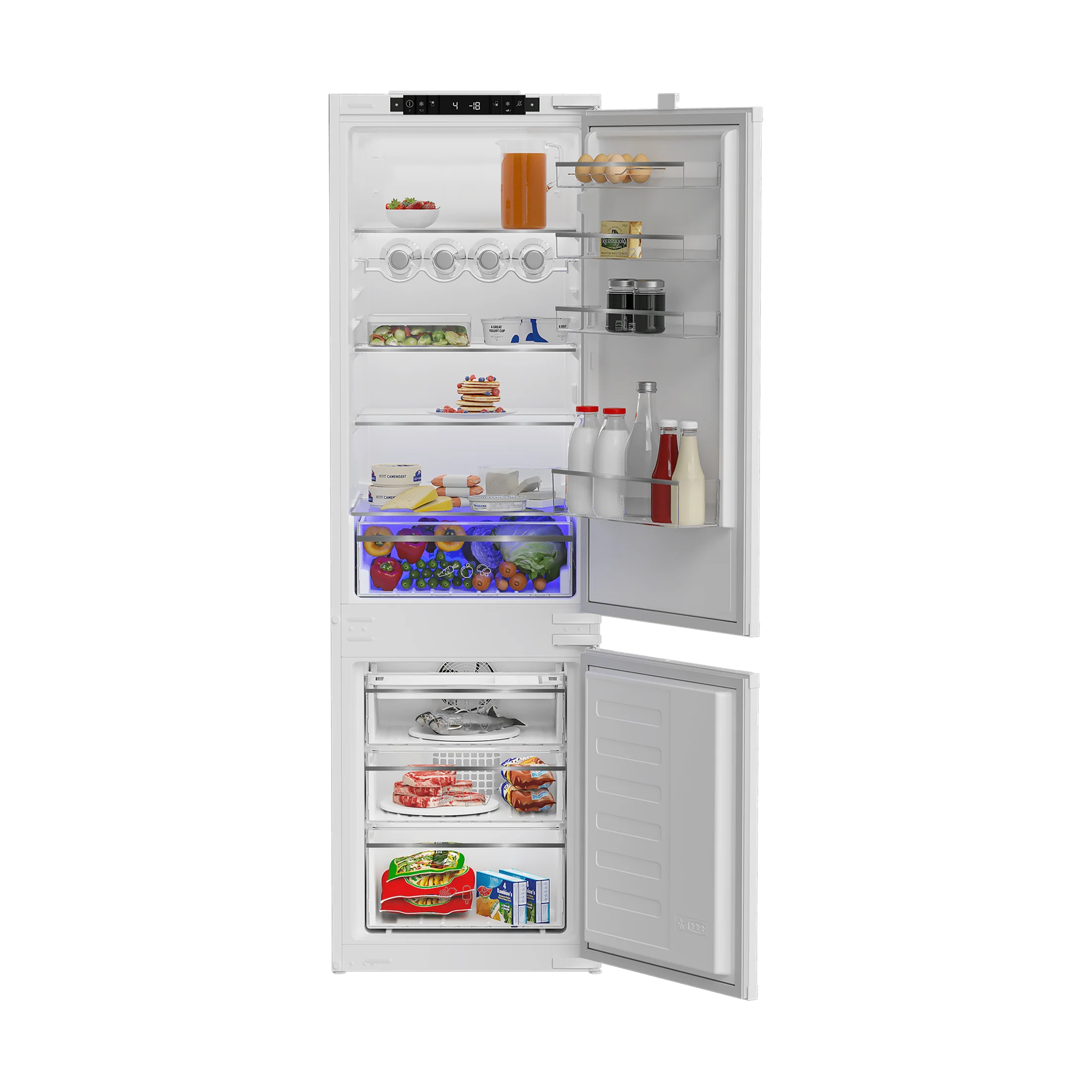 Blomberg 70/30 Integrated Frost Free Combi Fridge Freezer with VitaminCare+ | KNE4554EVI