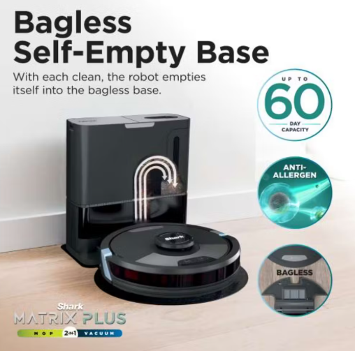 Shark Matrix+ 2in1 Self-Empty Robot Vacuum & Mop | Black | RV2620WAUK
