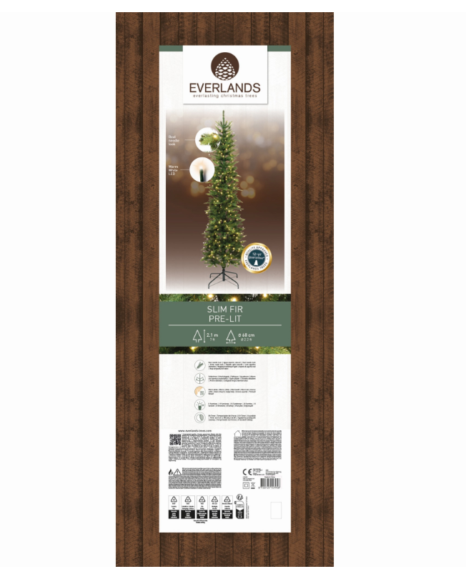 Slim Fir Christmas Pre-Lit LED Tree 68cm Wide 7ft/210cm