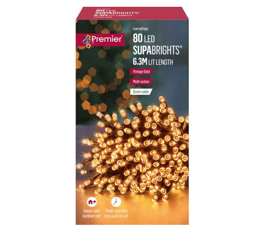 80 Multi Action LED Supabrights Vintage Gold