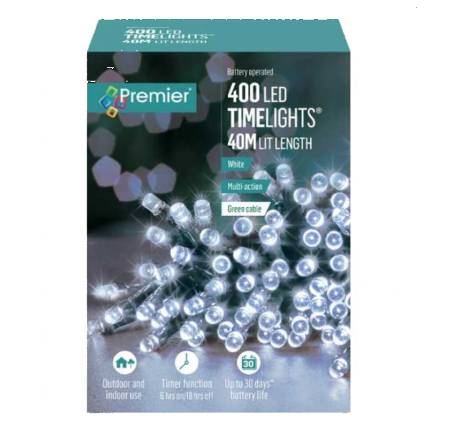 400 M-A B-O White LEDs Lights With Timer
