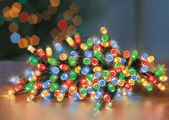 100 Multi Action Battery Operated  Multi-Colour LED Lights With Timer