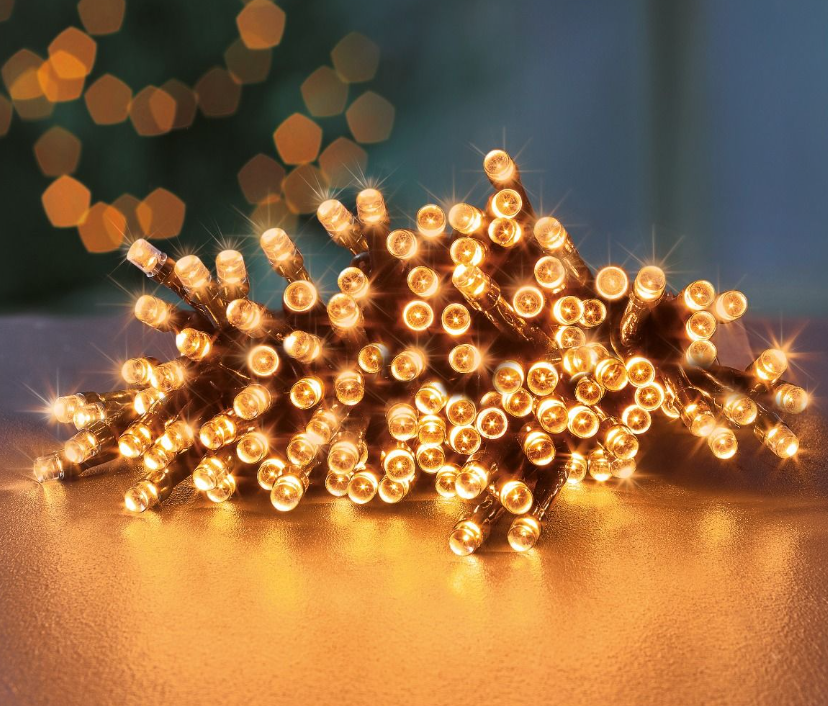 100 Multi Action Battery Operated Vintage Gold LED Lights