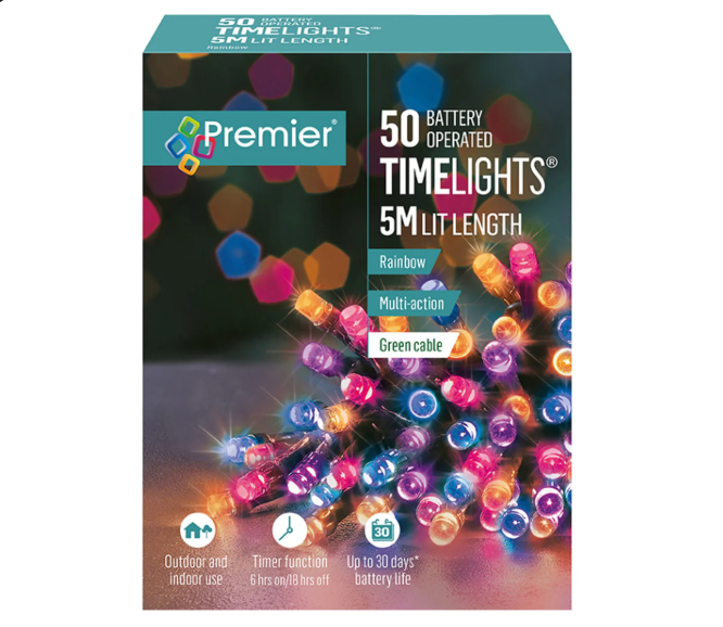50 Multi Action Battery Operated Multi-Colour LED Lights With Timer