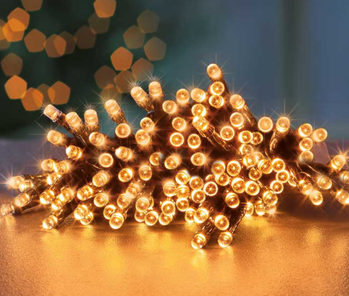 24 Multi Action Battery Operated Vintage Gold LED With Timer