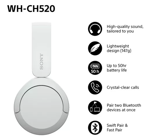 Sony Bluetooth Headphones | White