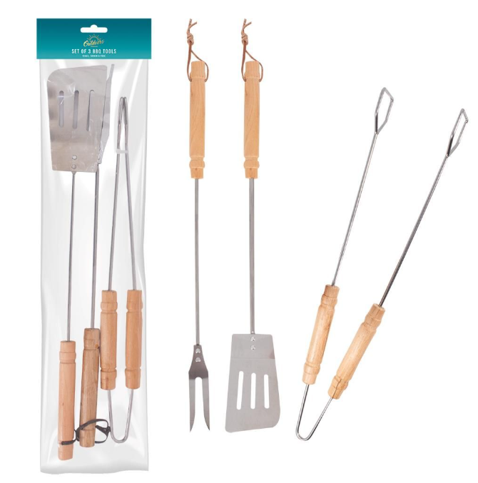 RSW BBQ Tool Set Wood Handle 3pk