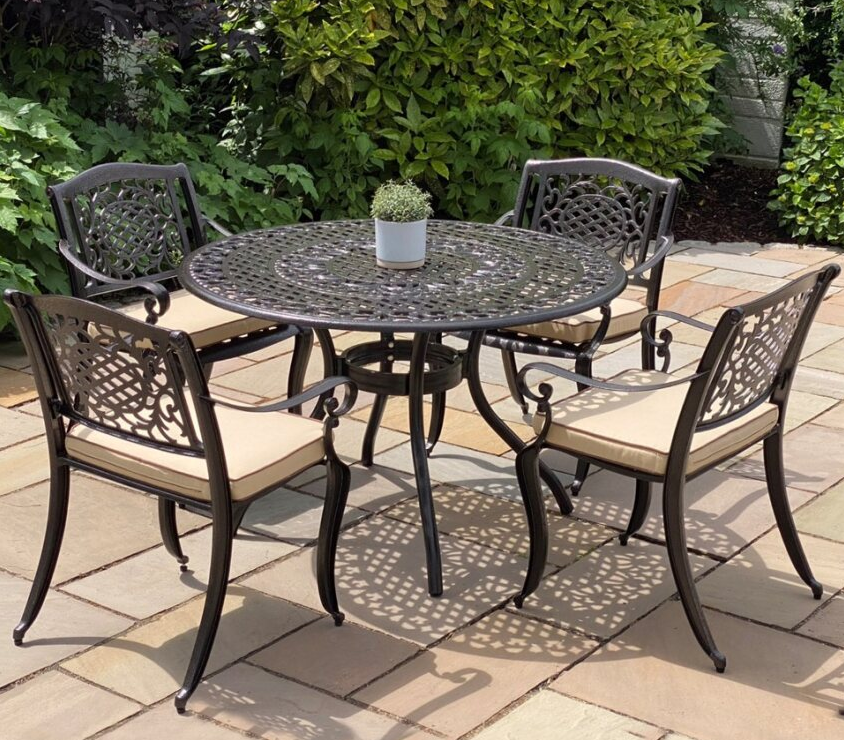 Ballycurrin 4 Seater Round Set | Hammered Bronze