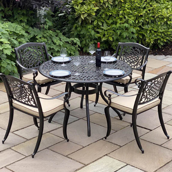 Ballycurrin 4 Seater Round Set | Hammered Bronze