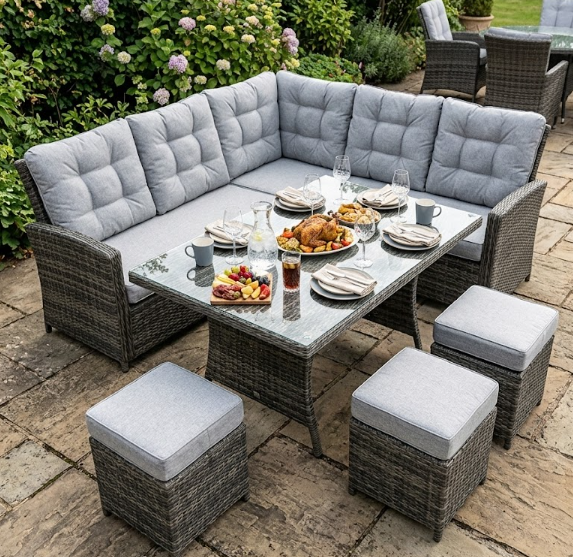 Ellagh Rattan Corner Sofa Dining Set