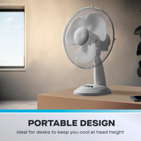 Schallen 12" Oscillating 3 Speed Desk Fan
