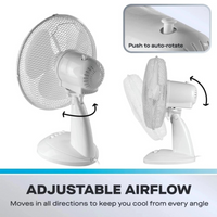 Daewoo 12" Oscillating 3 Speed Desk Fan