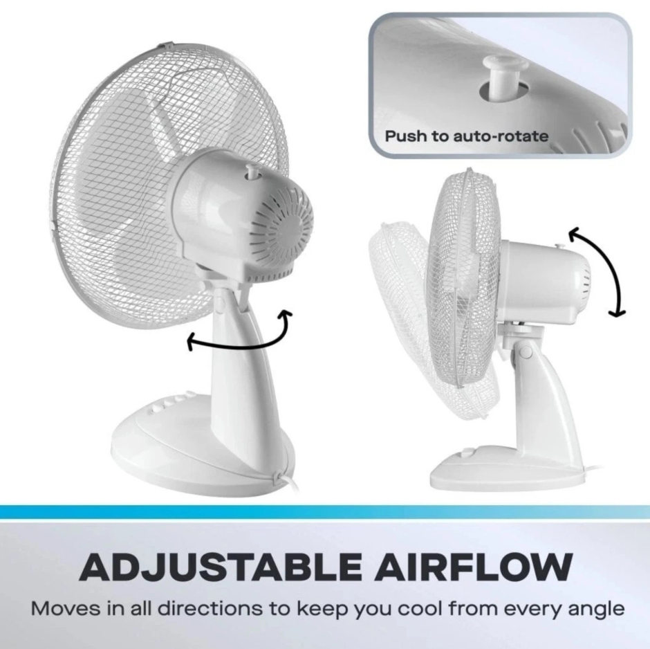 Daewoo 12" Oscillating 3 Speed Desk Fan