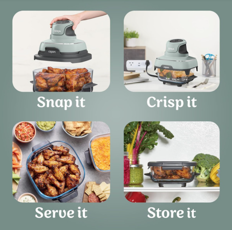 Ninja Crispi 4-in-1 Portable Glass Air Fryer | Sage | FN101UK