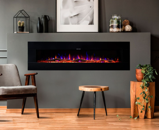 Ezee Glow 60" Grand Zara Black Wall Hung Fire