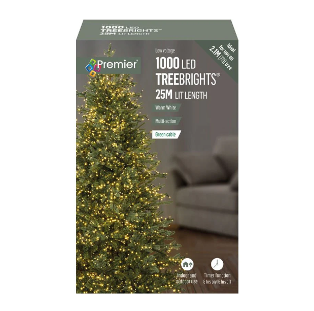 1000 Multi Action Led TreeBrights Timer Warm White
