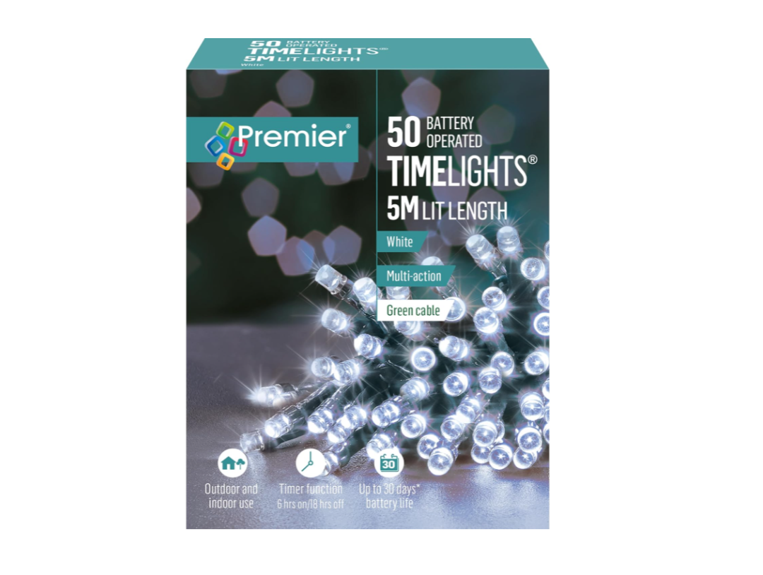 50 Multi Action Battery Operated  White LEDs Lights