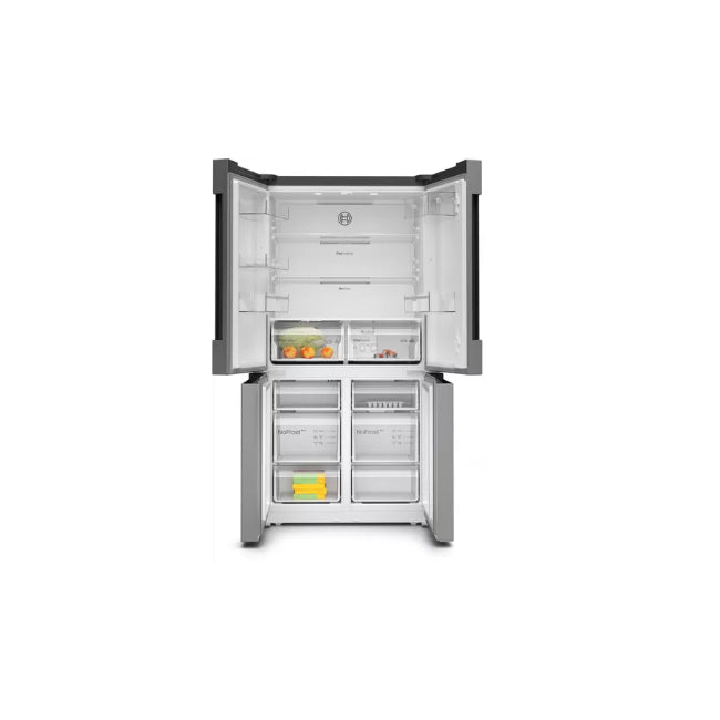 Bosch Serie 4 605L Freestanding French Door Fridge Freezer with Anti-Fingerprint - Stainless Steel | KFN96VPEAG