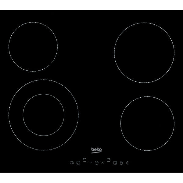 Beko 60cm 4 Ring Touch Ceramic Hob | Black | HIC64402T
