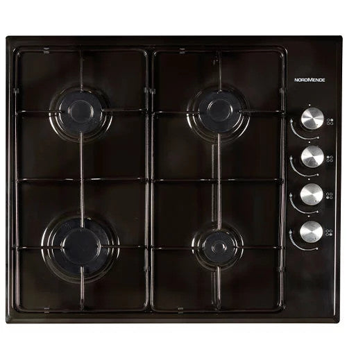 NordMende Gas Hob with Enamel Pan Supports | Black | HGE603BL