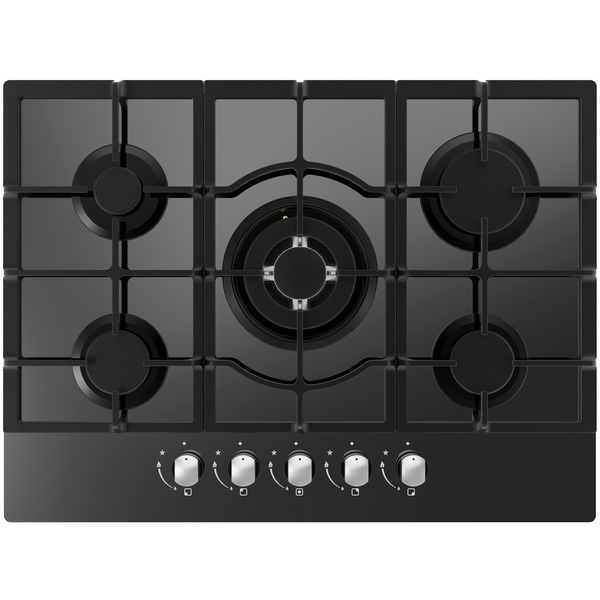 Cata 5 Ring Glass Gas Hob 70cm  | Black | UBGOG701BK