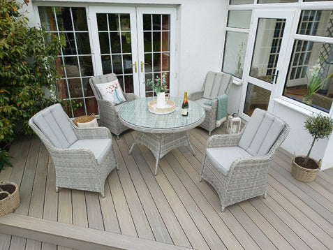 Portofino Verona Rattan 4 Seater Round Dining Set