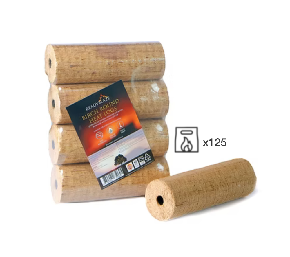 Pallet Of Readyblaze Ruf Round Briquette 4 Pack 8kg (125 Packs)