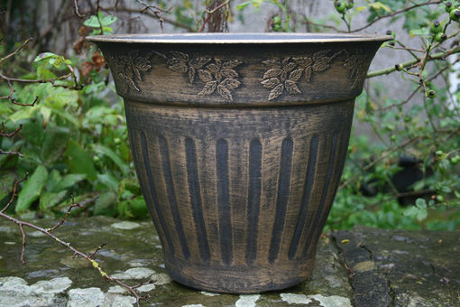 Picture of Floral Fluted Planter 13.5" | Gold