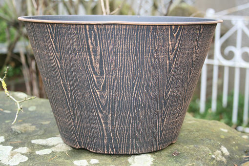 Picture of Wood Planter 12" | Black With Wood Effect 