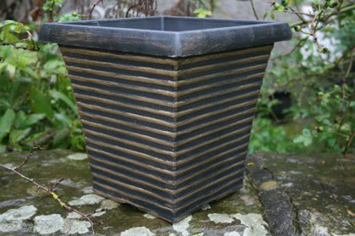 Picture of Tall Tapered Square Pot 10" | Black/Gold 