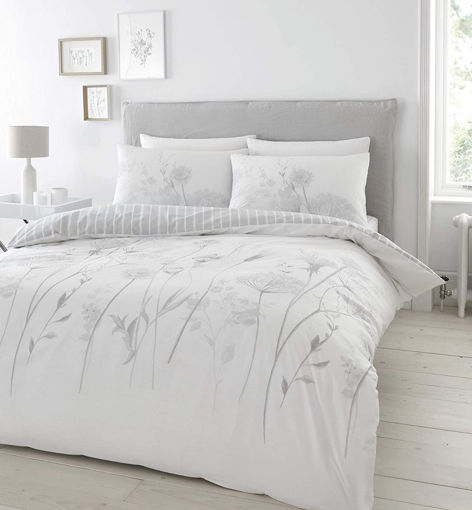 Picture of Meadowsweet Floral White & Grey Duvet Set