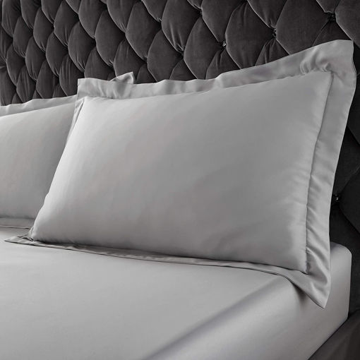 Picture of CL Silk Satin Silver Oxford Pillowcase Pair 